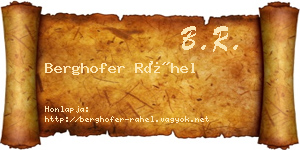 Berghofer Ráhel névjegykártya